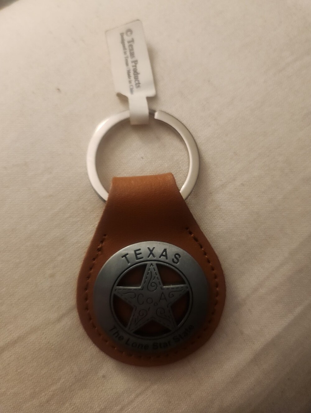 Texas Lone Star State Leather Keychain - Brown - Picture 2 of 4